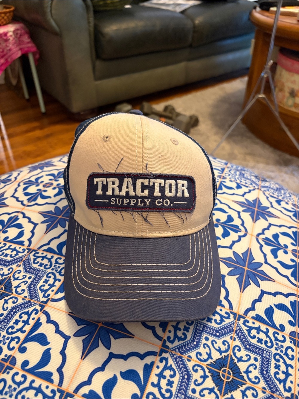 Tractor Supply Co. Men's Two-Tone Beige and Navy Patch Cap